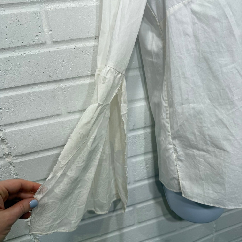 Massimo Dutti VNeck Blouse Silk Blend Bell Sleeve Floral Sz 6 NWT Minor‎ Blemish - Picture 8 of 16